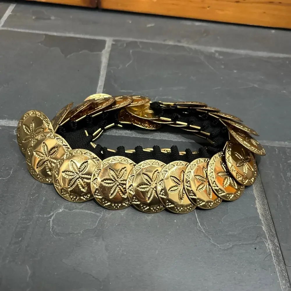 Vintage Sand Dollar Gold Colored Metal Disc Belt